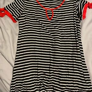 Black and white striped T-shirt dress